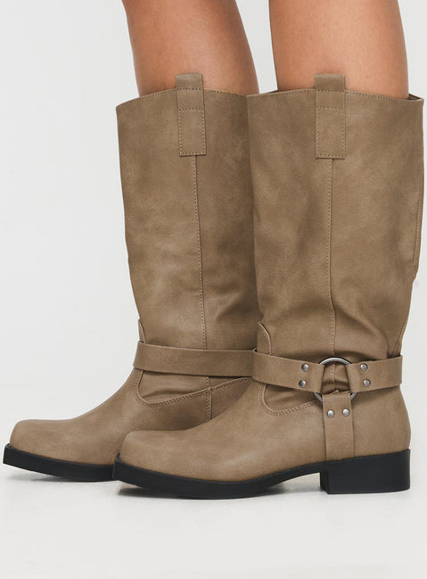 Wrecked Western Boots Beige