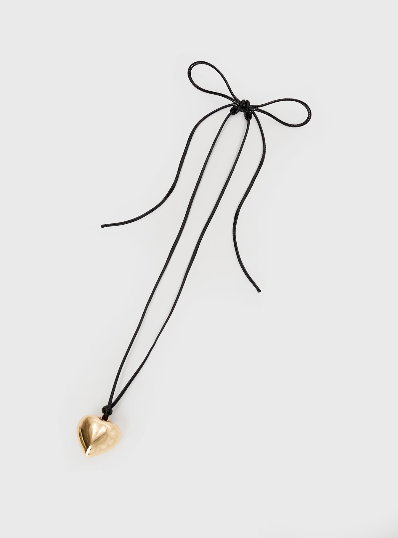 Gold-toned necklace Heart pendant, adjustable tie fastening