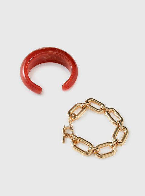 A Keeper Bracelet Pack Gold / Red