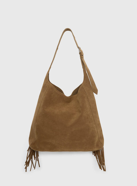 Endless Nights Tassel Faux Suede Shoulder Bag Brown