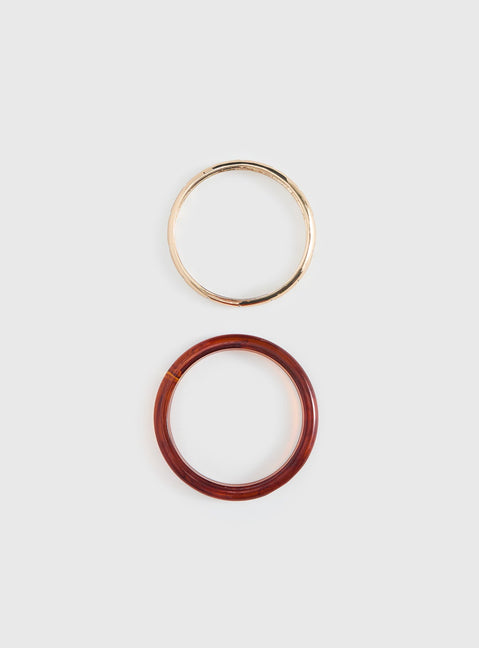 Rhi Rhi Diamante Resin Cuff Pack Brown / Gold