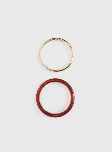 Rhi Rhi Diamante Resin Cuff Pack Brown / Gold