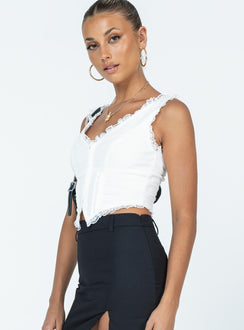 product Princess Polly Sleeveless V-Neck  Silvanna Top White