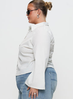 Anni Stripe Shirt Pinstripe White Curve