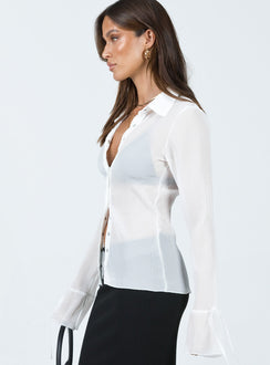 product Princess Polly Three Fourth Sleeves High Neck  Ravil Shirt White