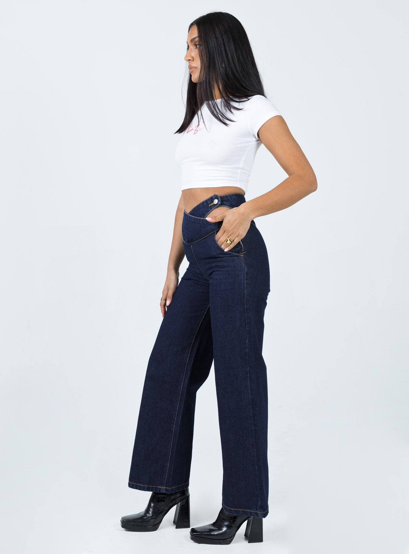 product Princess Polly High Waisted  Chaser V Waist Jeans Indigo
