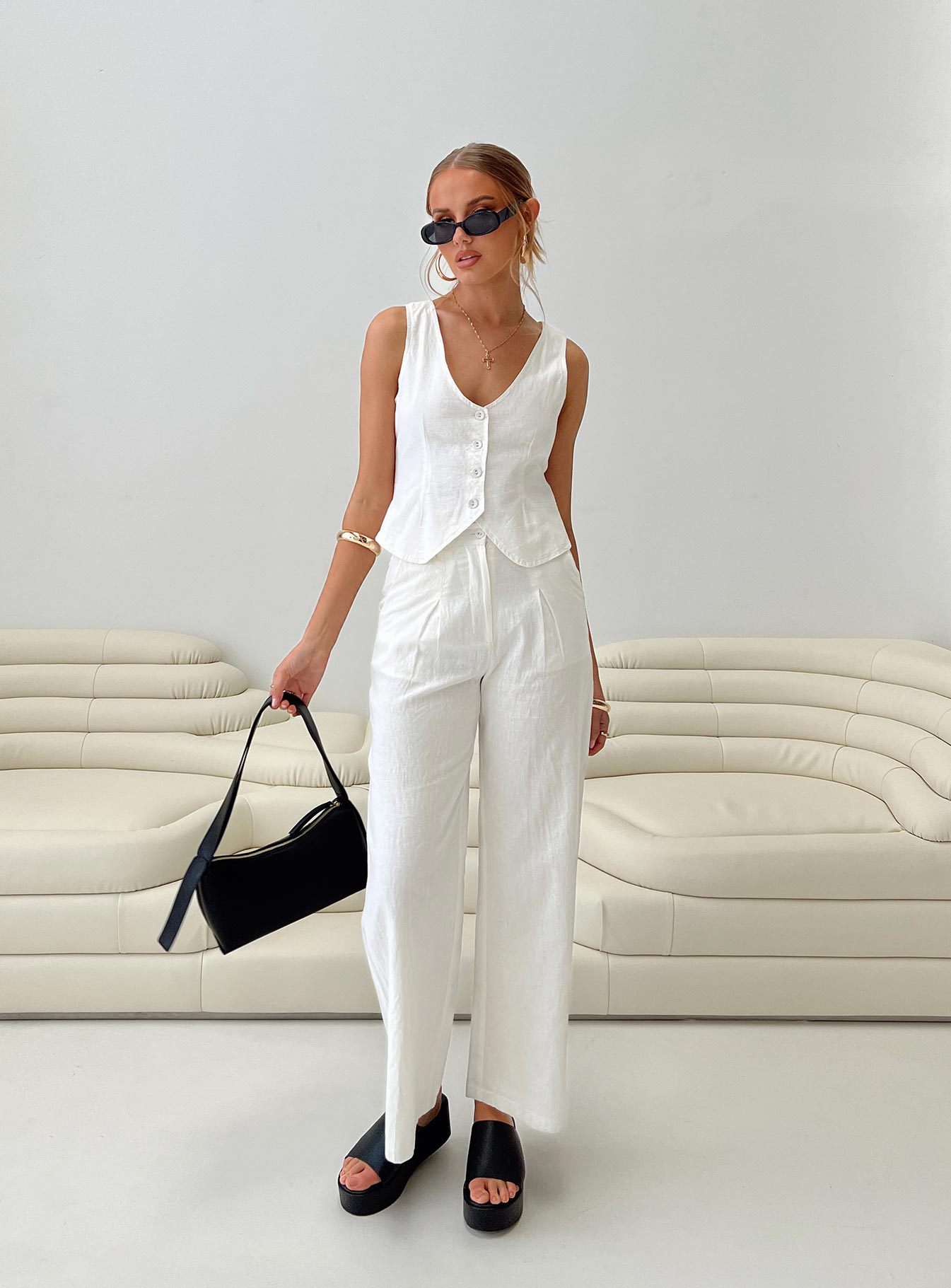 product Princess Polly Sleeveless High Neck  Sofi Vest Top Natural