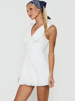 Mayci Collared Lace Trim Playsuit White