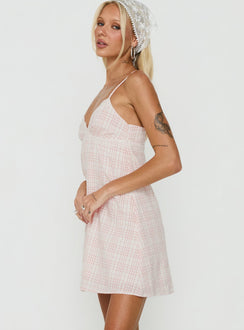 Lunya Mini Dress Pink Check