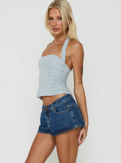 Dreamful Ultra Low Rise Mini Denim Short Dark Blue Wash