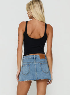 Nicolina Low Rise Raw Hem Denim Mini Skirt Light Vintage Blue
