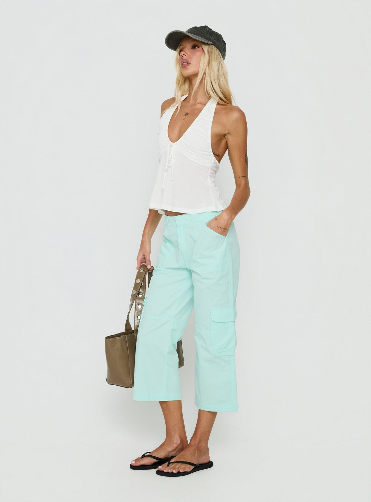 Indee Cropped Cargo Aqua