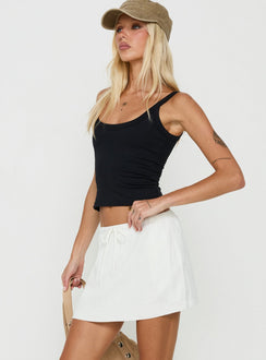 Anderlie Low Rise Linen Blend Mini Skirt White