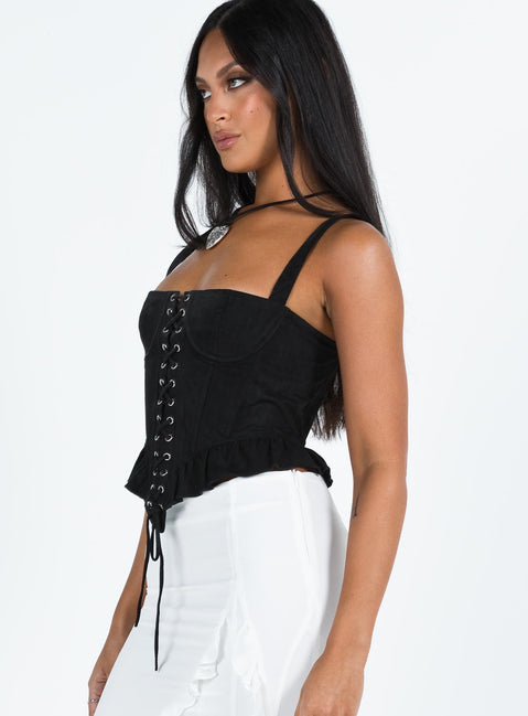 product Princess Polly Sleeveless Square Neck  Cuatro Corset Top Black