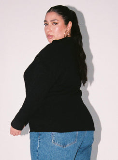Bessy Knit Sweater Black Curve Princess Polly  regular 