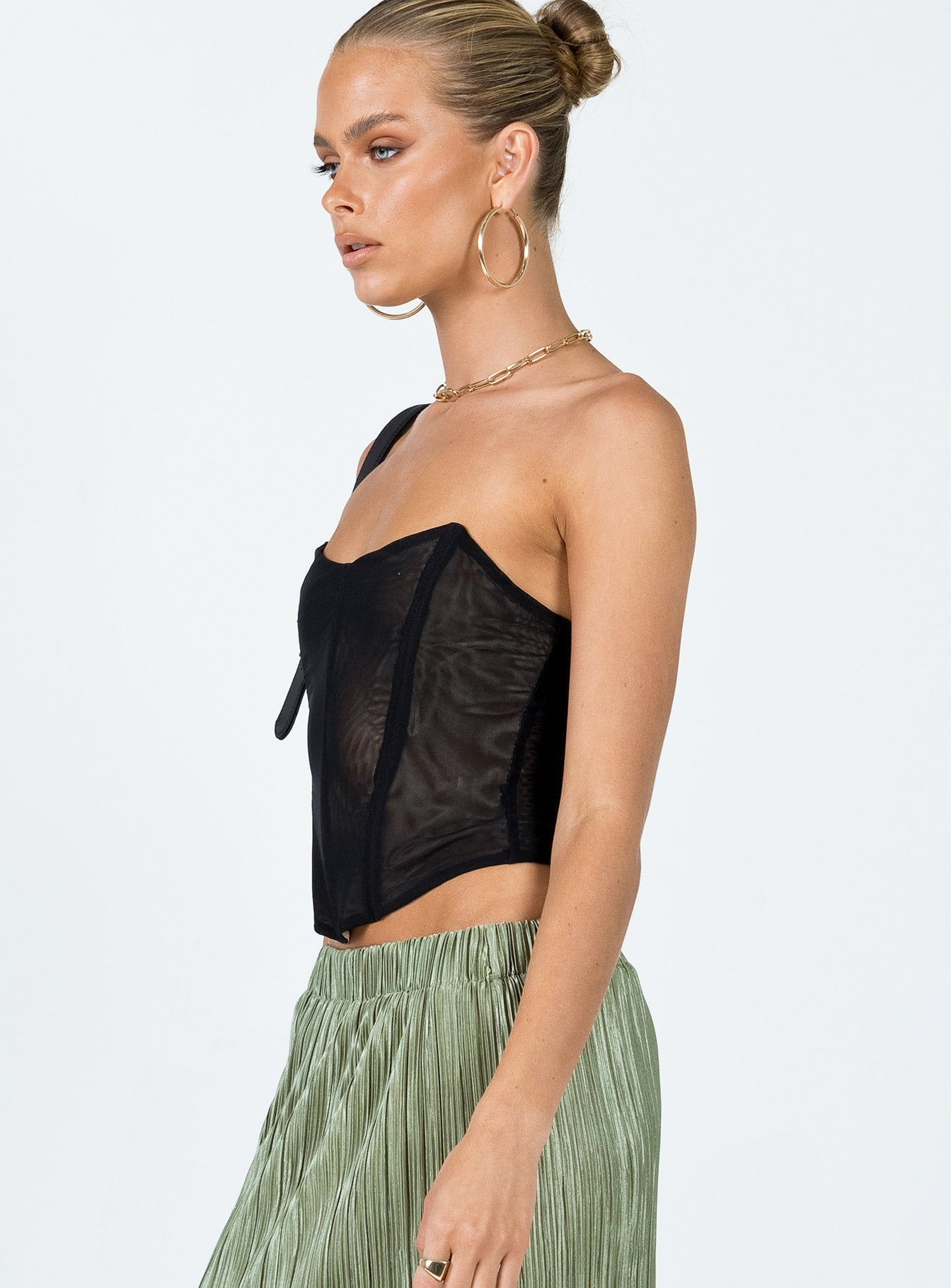 product Princess Polly Sleeveless Asymmetric Neckline  Azriel Strapless Bustier Black