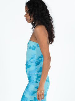 product Princess Polly Sleeveless Square Neck  Hillcrest Floral Strapless Top Blue