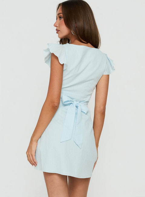I Guess So Cotton Mini Dress Icy Blue
