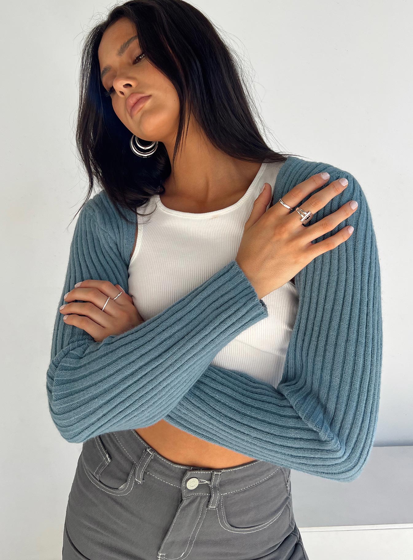 Aytan Bolero Sweater Slate Princess Polly  Cropped 