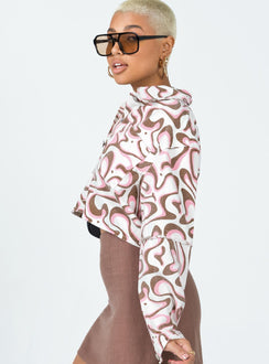 Denim jacket  Cropped fit Princess Polly Exclusive 100% cotton  Printed design  Classic collar  Button front fastening  Twin check pockets  Single-button cuff  Distressed details throughout 