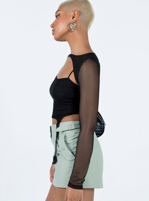 product Princess Polly Sleeveless Square Neck  Tavouli Long Sleeve Top Black