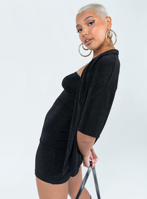 Matching set Soft knit material  Button up shirt Strapless mini dress