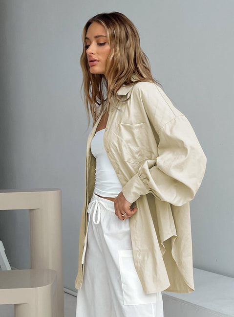 product Princess Polly Short Sleeves Crew Neck  Baywood Shirt Beige