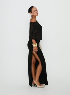 Lionne Slouchy Off Shoulder Maxi Dress Black