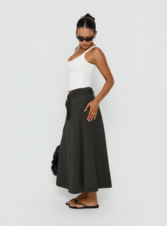 True Visions Belted Maxi Skirt Charcoal