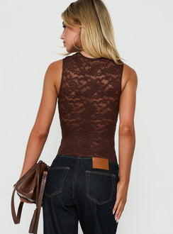 Giallo Sleeveless Lace Bodysuit Brown