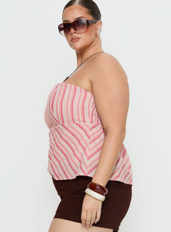 Elery Strapless Top Pink Stripe Curve