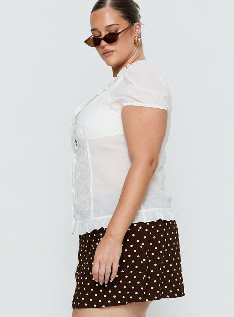 Tejano Mini Skirt Brown Polka Dot Curve