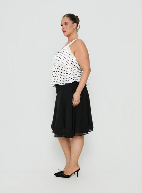 Evanescence Asymmetrical Midi Skirt Black Curve