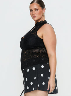 Quinbie Lace Sleeveless Top Black Curve