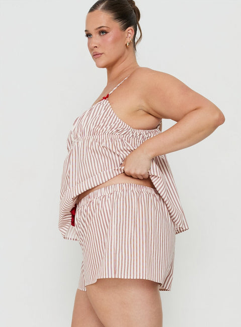 Chill Club Sleep Boxer Shorts Red / White Stripe Curve