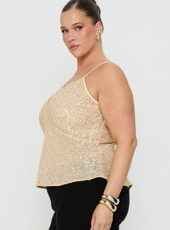Opaline Sequin Cami Top Gold Curve