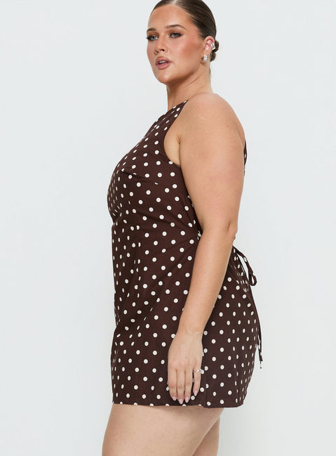 Yumiko Romper Brown Polka Curve