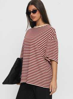 Kieryn Oversized Top Red Stripe
