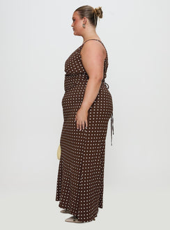 Nellie Maxi Dress Brown Polka Dot Curve