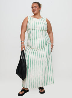 Lewisa Maxi Dress Green Stripe Curve