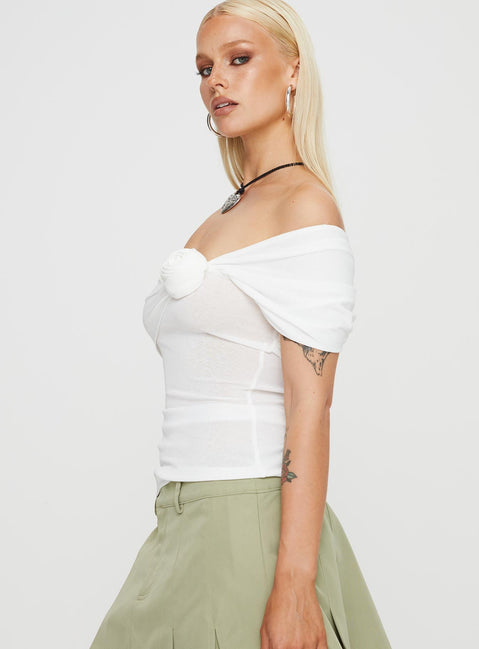 Pally Rose Off The Shoulder Top White