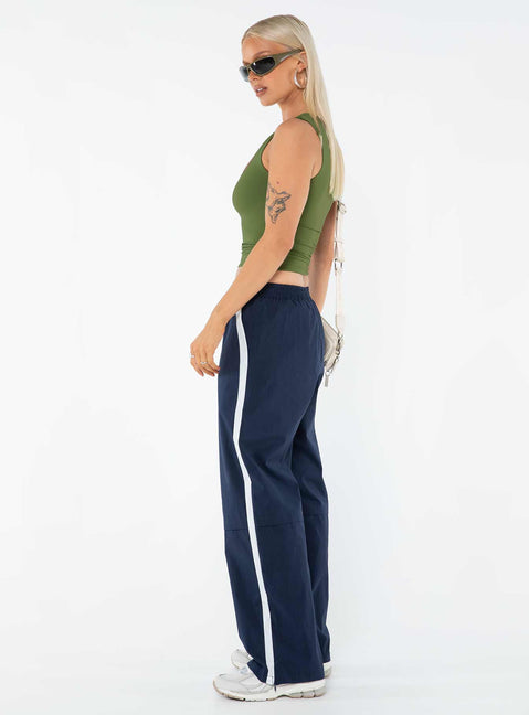 product Princess Polly High Waisted Pants  Cayman Pants Deep Navy / White