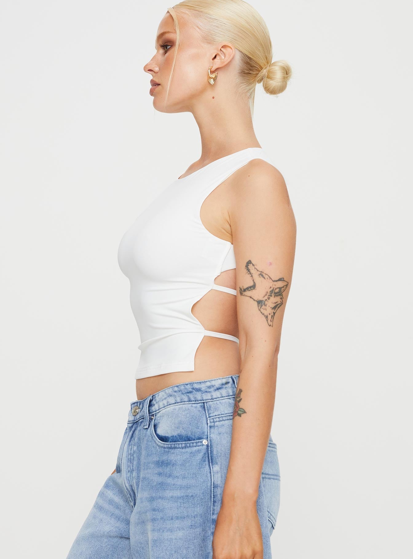 product Princess Polly Sleeveless Square Neck  Stanser Tank Top White