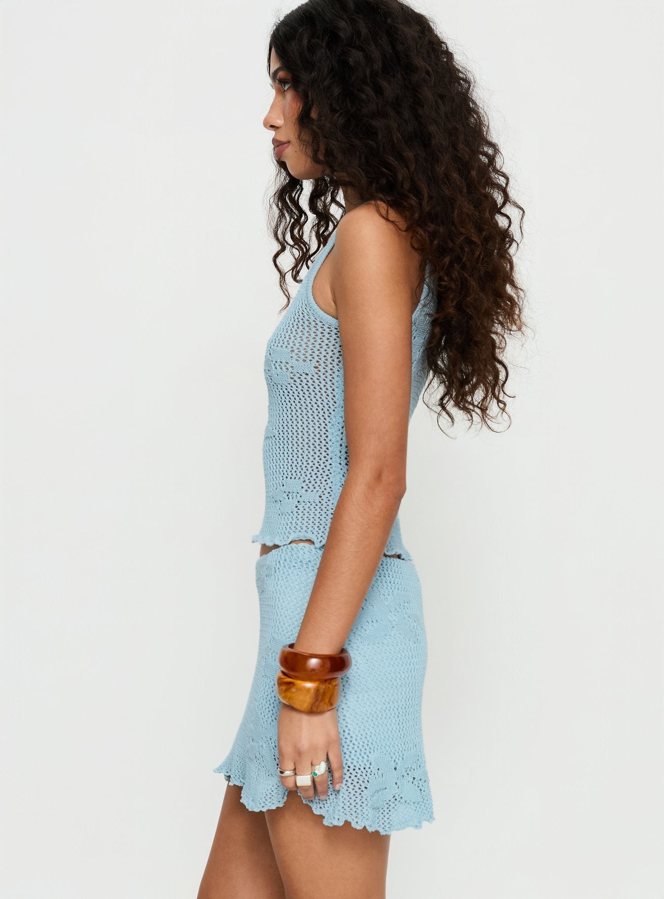 Gabriala Crochet Sleeveless Top Blue