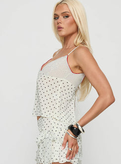 Tanelle Spliced Tank Top White Polka Dot