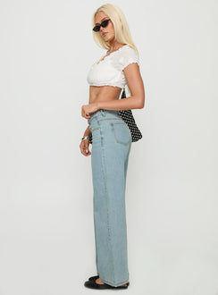 West End Girl Mid Rise Straight Leg Jeans Light Blue Wash