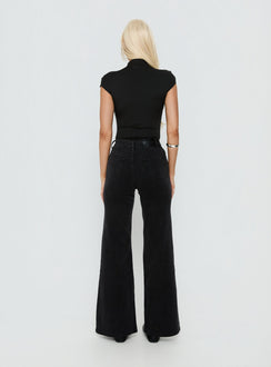 Thearlie High Rise Flared Jeans Washed Black