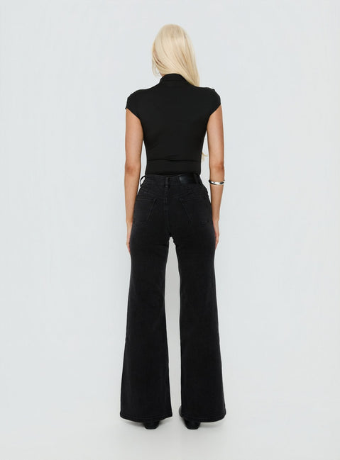 Thearlie High Rise Flared Jeans Washed Black