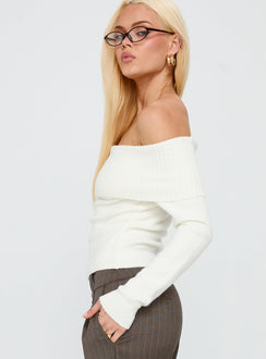 One For Me Off The Shoulder Jumper White