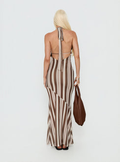 Oralee Halter Sheer Maxi Dress Multi Stripe